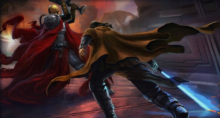 Revan faces Mandalore the Ultimate in the final battle of the Mandalorian Wars Star Wars