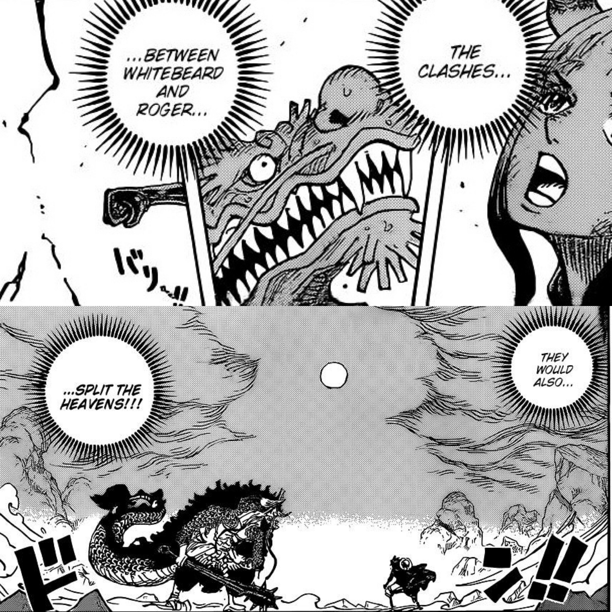 One Piece Chapter 1027-Luffy and Kaido Clashes that Split the Heavens