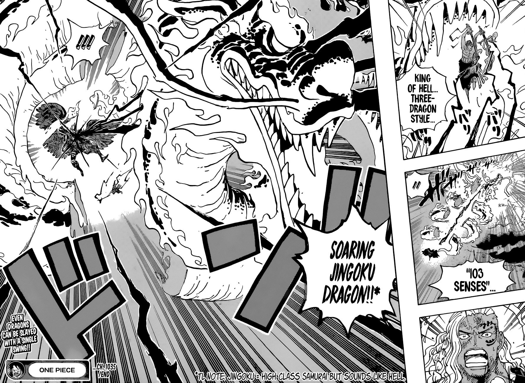 One Piece Chapter 1035-Zoro Hones in On King